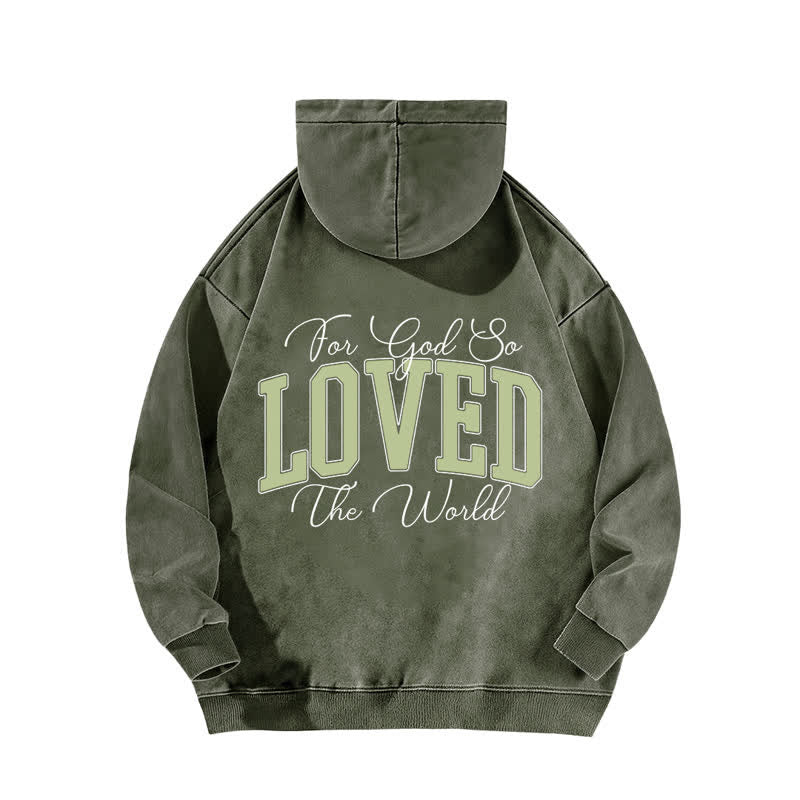 Christianartworkshop John 3:16 Loved Front And Back Washed Hoodie - image 13