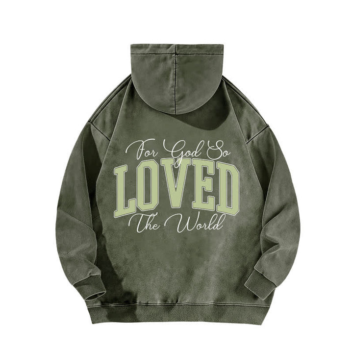 Christianartworkshop John 3:16 Loved Front And Back Washed Hoodie - image 13