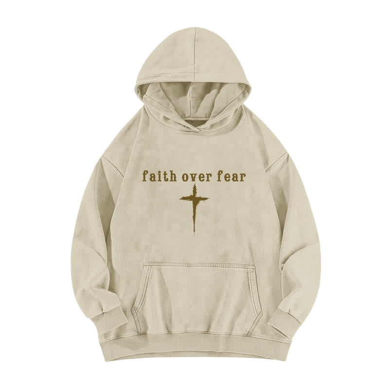 Christianartworkshop Faith Over Fear Crown Cross Black Washed Hoodie - image 5