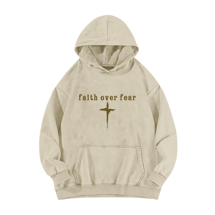 Christianartworkshop Faith Over Fear Crown Cross Black Washed Hoodie - image 5