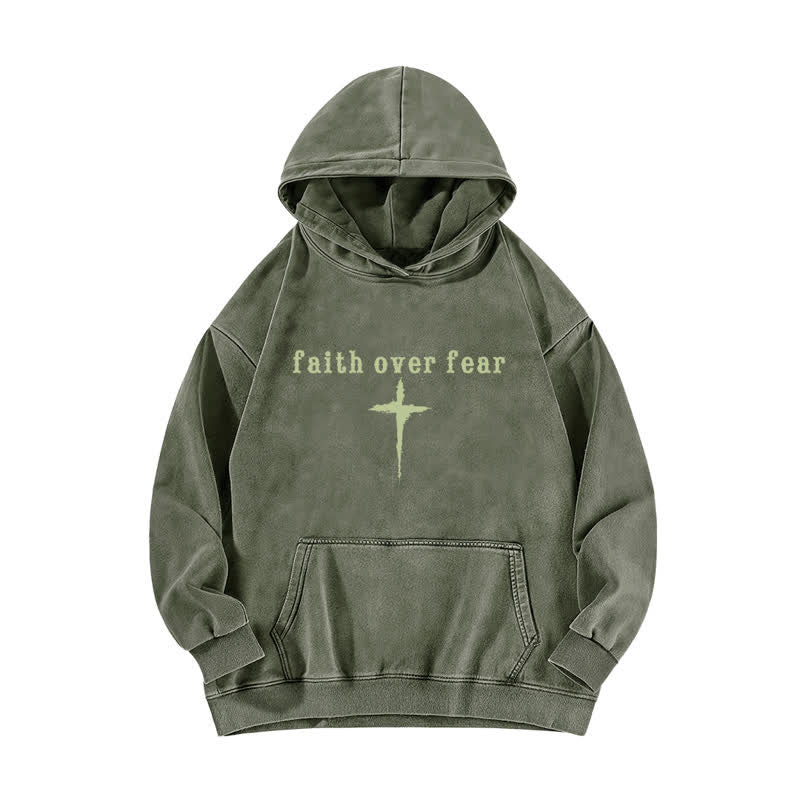 Christianartworkshop Faith Over Fear Crown Cross Black Washed Hoodie - image 14