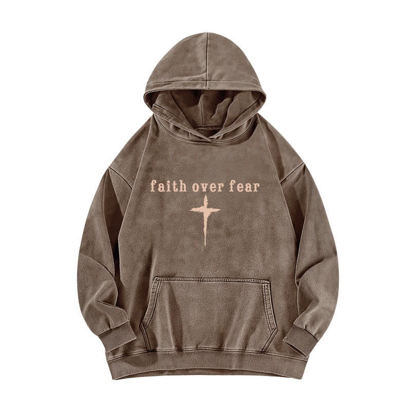 Christianartworkshop Faith Over Fear Crown Cross Black Washed Hoodie - image 17