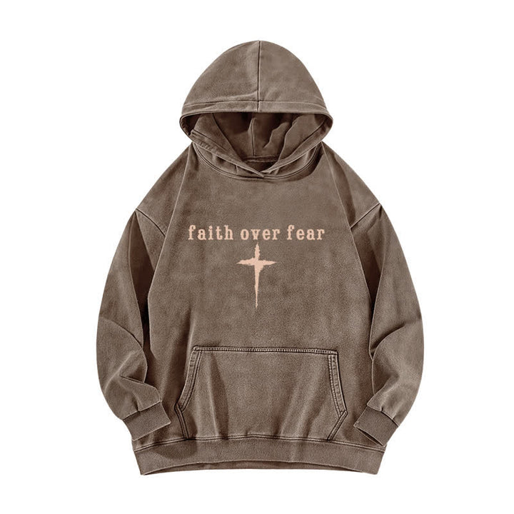 Christianartworkshop Faith Over Fear Crown Cross Black Washed Hoodie - image 17
