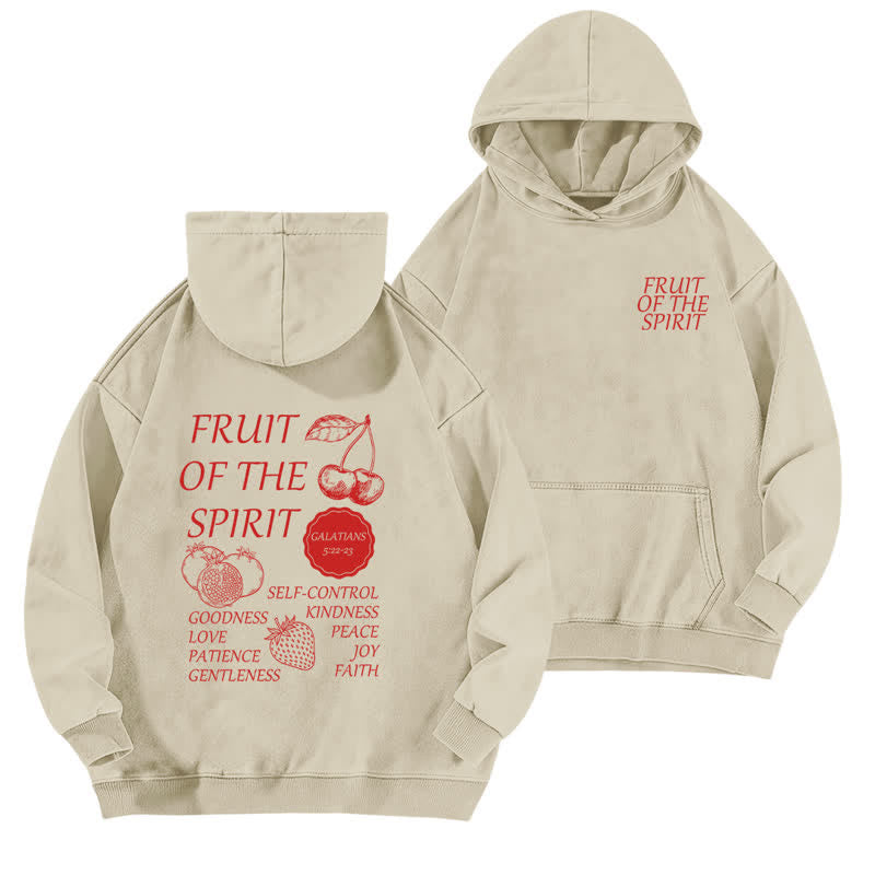 Christianartworkshop Fruit Of The Spirit Vintage Beige Washed Hoodie - Apricot - 5XL - image 0