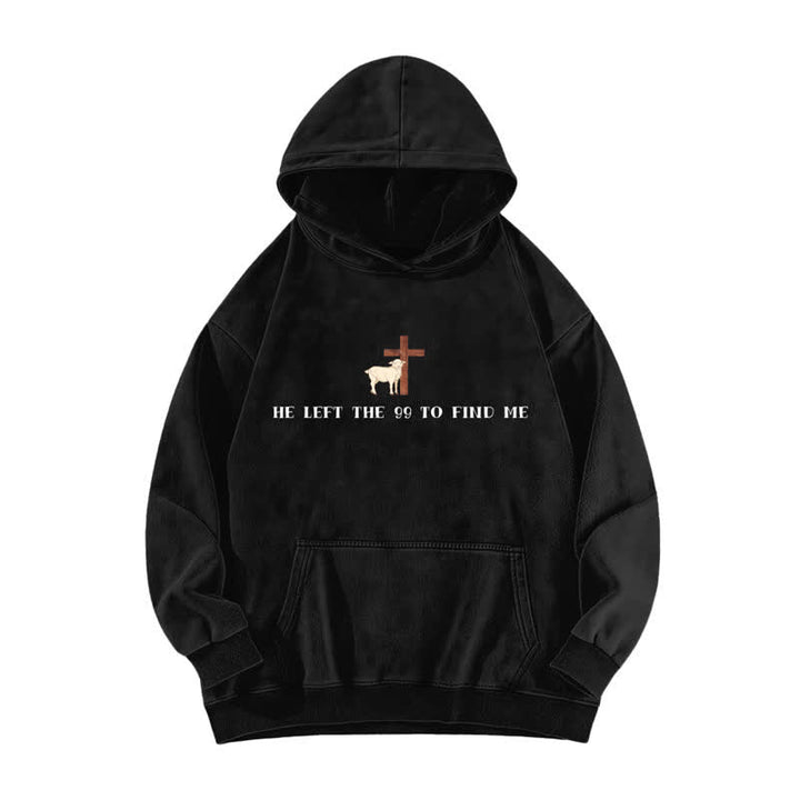Christianartworkshop He Left The 99 Lamb Graphic Washed Hoodie - Black - 5XL - image 5