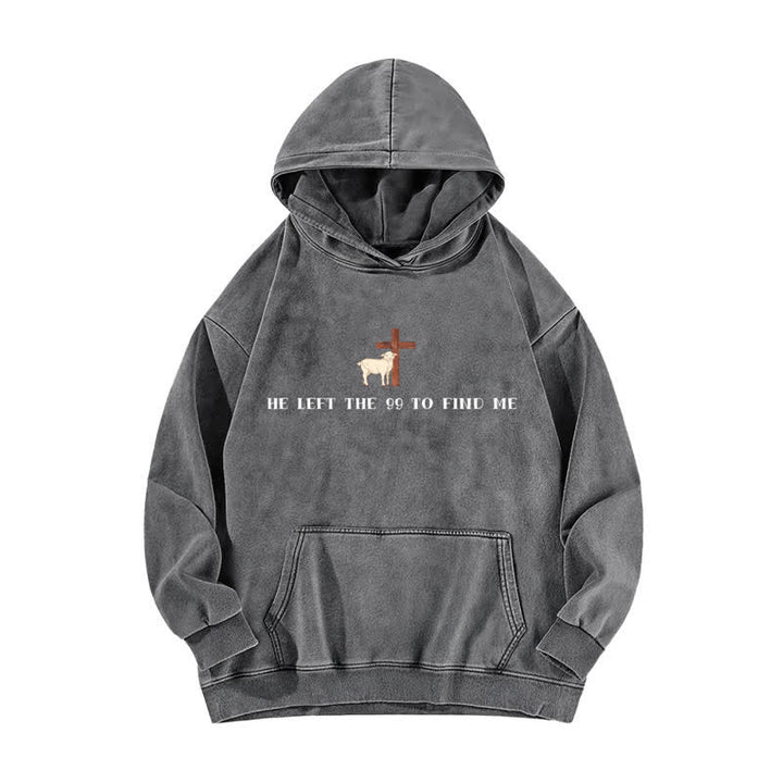 Christianartworkshop He Left The 99 Lamb Graphic Washed Hoodie - Grey - 5XL - image 1