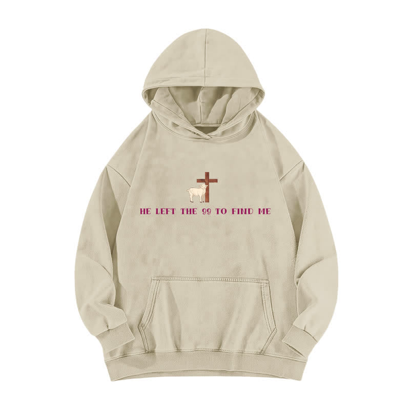 Christianartworkshop He Left The 99 Lamb Graphic Washed Hoodie - Apricot - 5XL - image 0