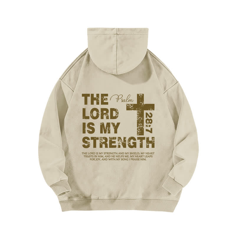 Christianartworkshop The Lord Is My Strength Vintage Beige Washed Hoodie - image 1
