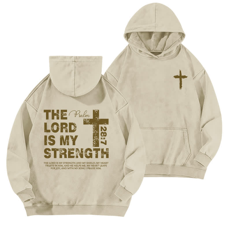 Christianartworkshop The Lord Is My Strength Vintage Beige Washed Hoodie - Apricot - 5XL - image 0