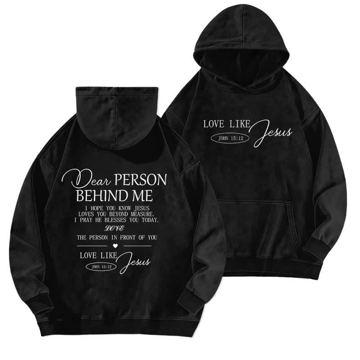 Christianartworkshop Love Like Jesus Front And Back Washed Hoodie - Black - 5XL - image 0
