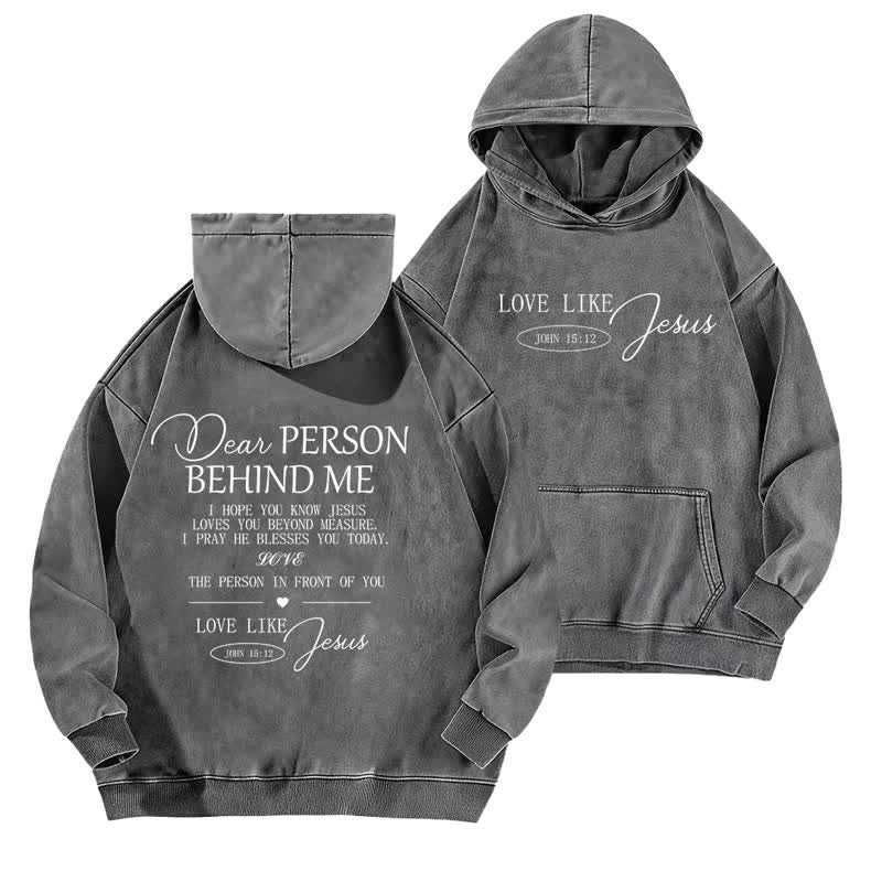 Christianartworkshop Love Like Jesus Front And Back Washed Hoodie - Grey - 5XL - image 6