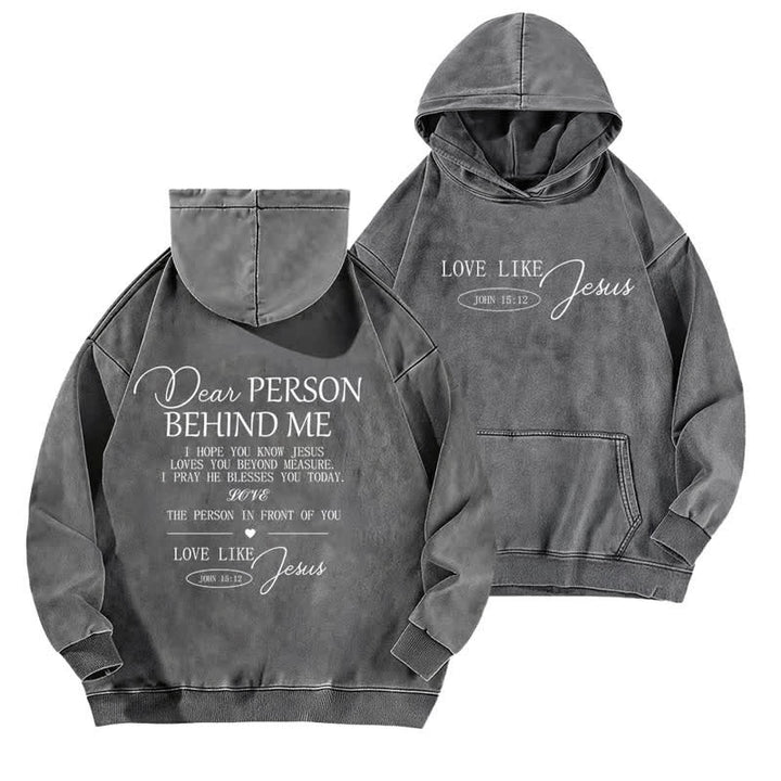 Christianartworkshop Love Like Jesus Front And Back Washed Hoodie - Grey - 5XL - image 6