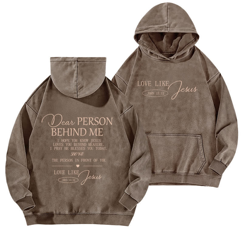 Christianartworkshop Love Like Jesus Front And Back Washed Hoodie - Coffee - 5XL - image 15