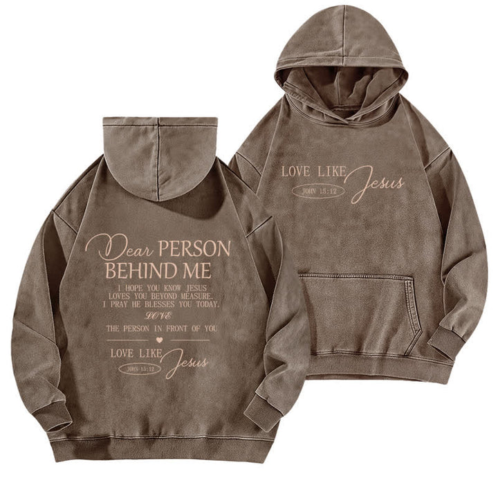 Christianartworkshop Love Like Jesus Front And Back Washed Hoodie - Coffee - 5XL - image 15
