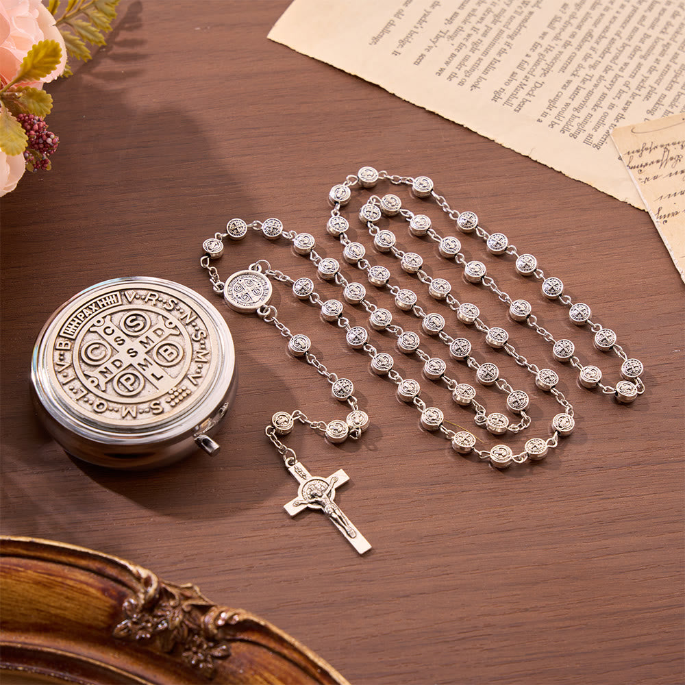 FREE Today: Engraved St Benedict Rosary Bracelet With Crucifix - Five Decade Rosary - image 14