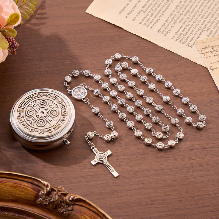 FREE Today: Engraved St Benedict Rosary Bracelet With Crucifix - Five Decade Rosary - image 14