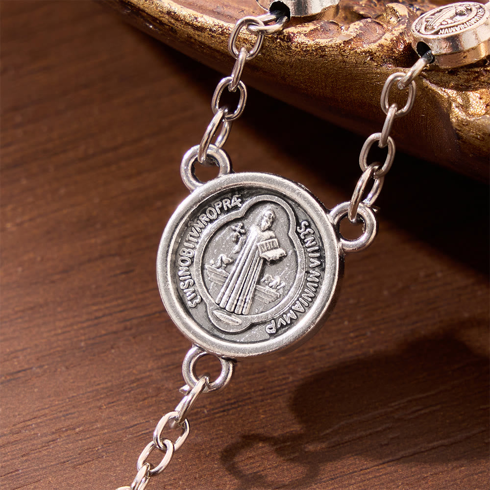 FREE Today: Engraved St Benedict Rosary Bracelet With Crucifix - image 18