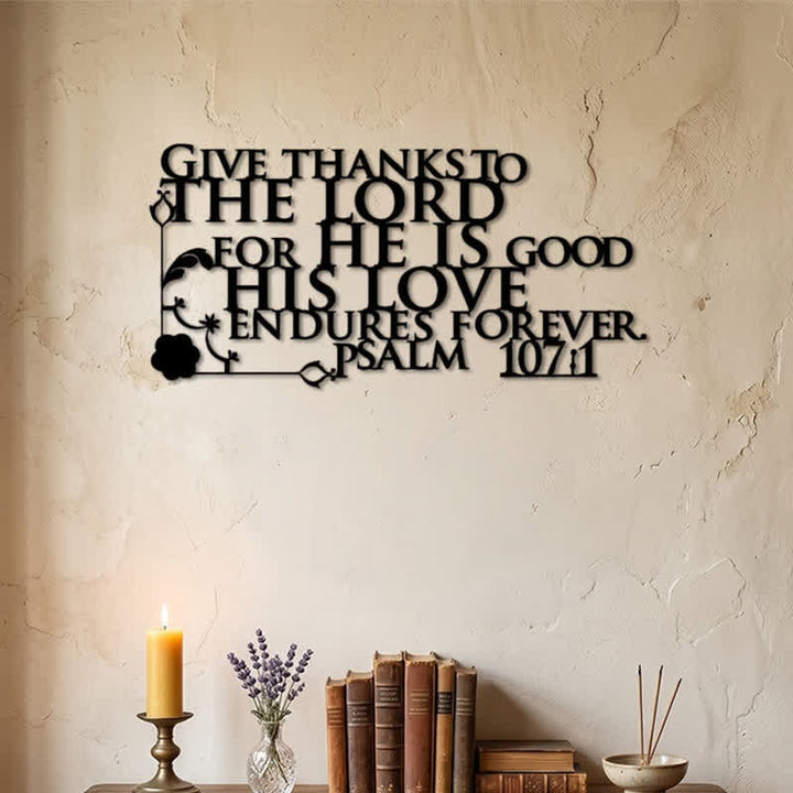 Christianartworkshop Cutout Metal Psalm 107:1 Wall Sign with Floral Scroll - image 3