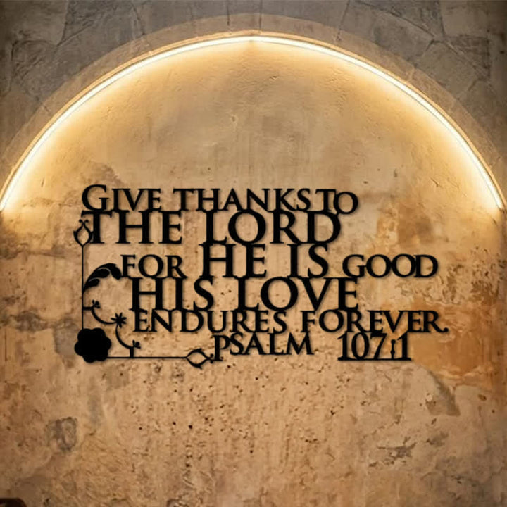 Christianartworkshop Cutout Metal Psalm 107:1 Wall Sign with Floral Scroll - image 6
