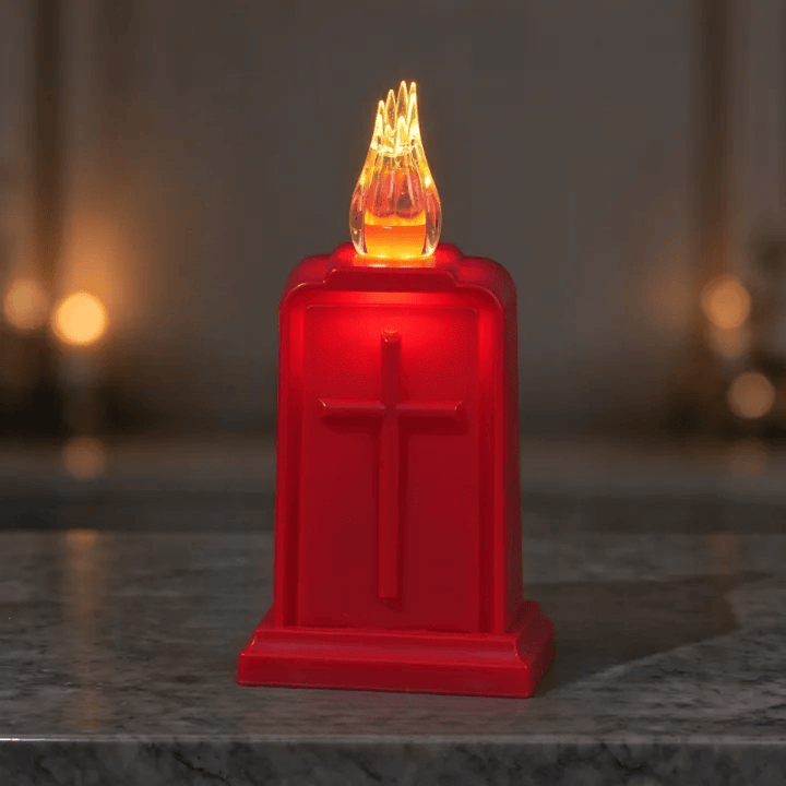 Christianartworkshop Cross Embossed PP LED Prayer Candle Ornament: Emblem of Warm Heavenly Light - Red - image 7