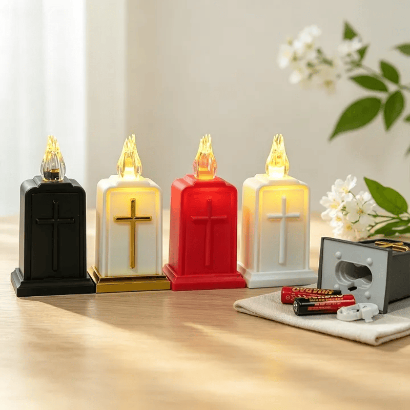 Christianartworkshop Cross Embossed PP LED Prayer Candle Ornament: Emblem of Warm Heavenly Light - image 1