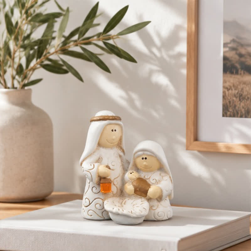 Christianartworkshop Mini Holy Birth Resin Nativity Ornament: Beacon of Warm Abiding Heavenly Grace - image 10