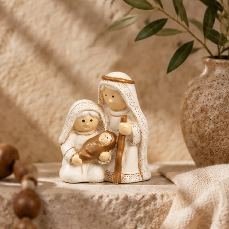 Christianartworkshop Mini Holy Birth Resin Nativity Ornament: Beacon of Warm Abiding Heavenly Grace - image 1