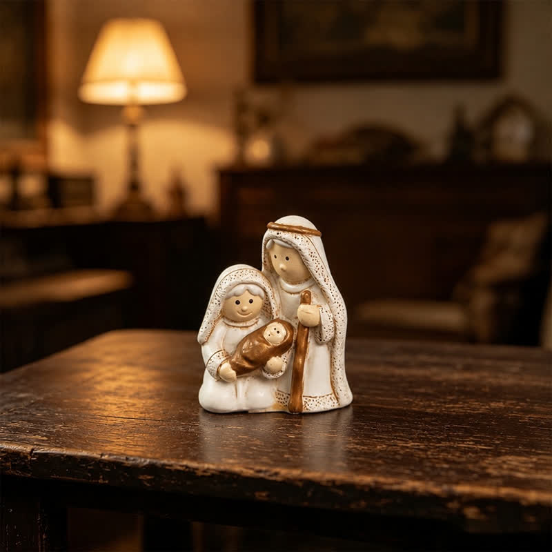 Christianartworkshop Mini Holy Birth Resin Nativity Ornament: Beacon of Warm Abiding Heavenly Grace - image 2
