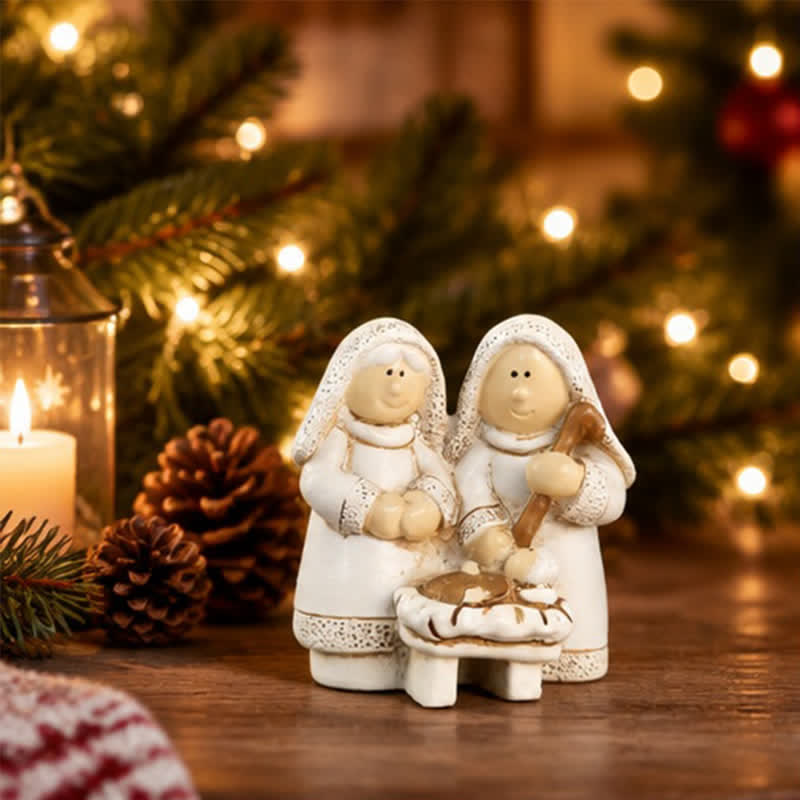 Christianartworkshop Mini Holy Birth Resin Nativity Ornament: Beacon of Warm Abiding Heavenly Grace - Nativity B - image 3