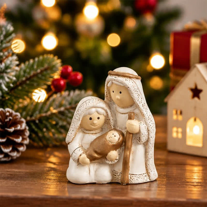 Christianartworkshop Mini Holy Birth Resin Nativity Ornament: Beacon of Warm Abiding Heavenly Grace - Nativity A - image 0