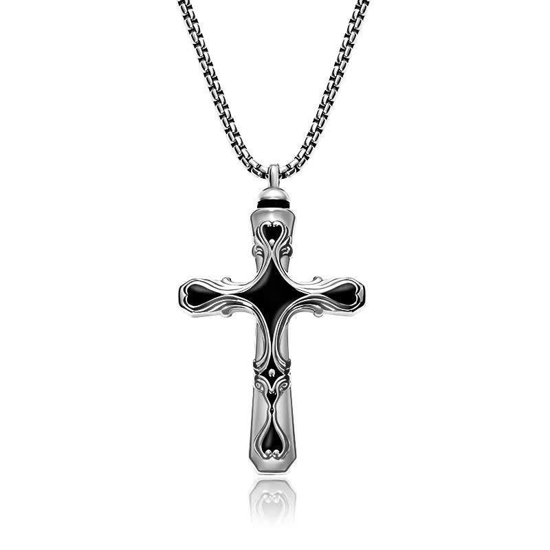 Christianartworkshop Baroque Enamel Cross Urn Stainless Steel Necklace - Silver - image 9