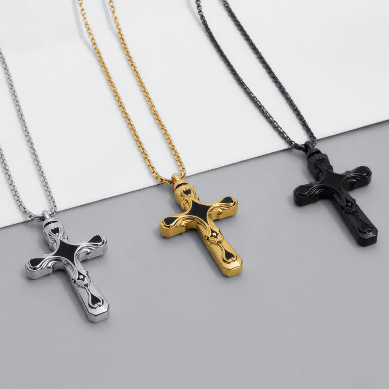 Christianartworkshop Baroque Enamel Cross Urn Stainless Steel Necklace - image 1