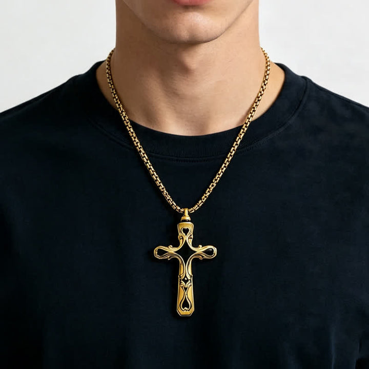 Christianartworkshop Baroque Enamel Cross Urn Stainless Steel Necklace - Golden - image 2