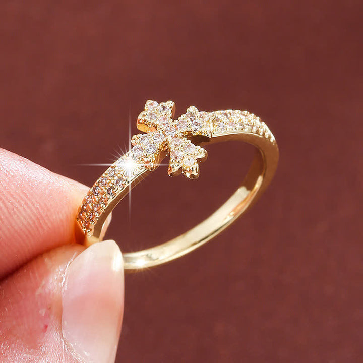 Christianartworkshop Luminous Crystal Cross Copper Ring: Sign of Pure Heavenly Blessing - image 4