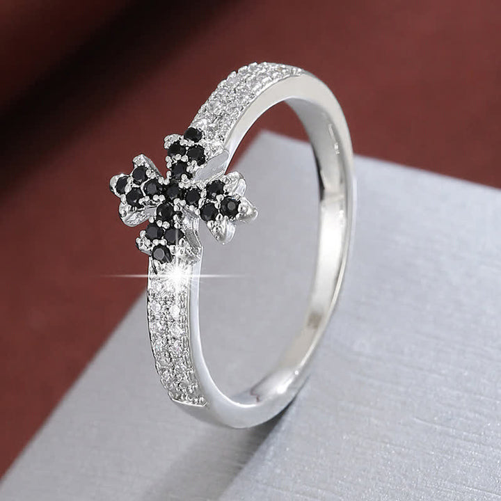 Christianartworkshop Luminous Crystal Cross Copper Ring: Sign of Pure Heavenly Blessing - Silver & Black - US 10 - image 16