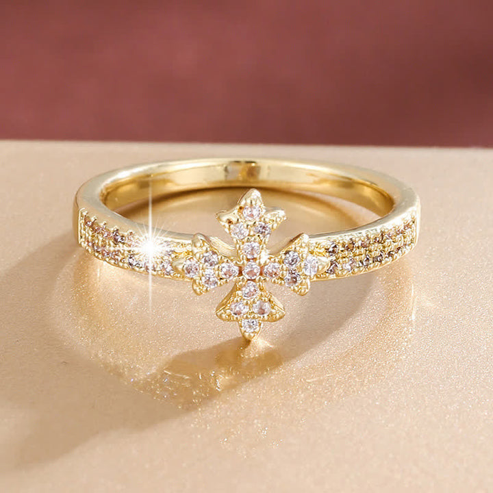 Christianartworkshop Luminous Crystal Cross Copper Ring: Sign of Pure Heavenly Blessing - image 5
