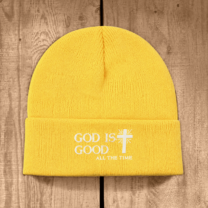 Christianartworkshop God Is Good All The Time Unisex Cotton Knit Beanie - Yellow - image 11