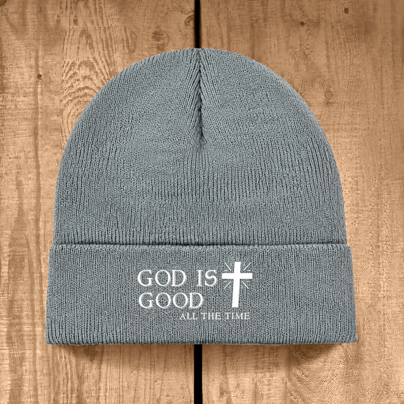 Christianartworkshop God Is Good All The Time Unisex Cotton Knit Beanie - Grey - image 6