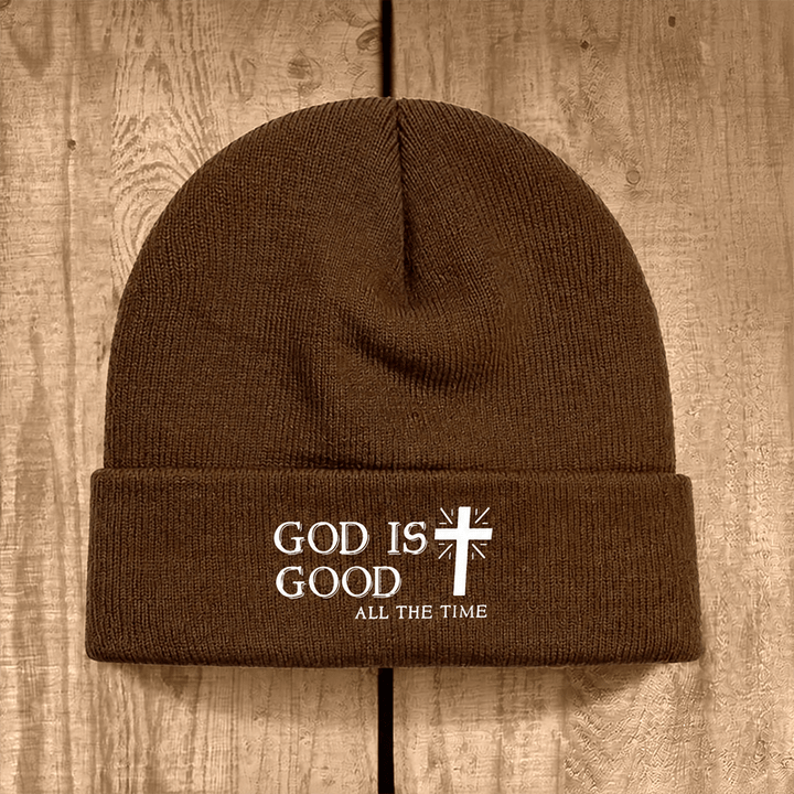 Christianartworkshop God Is Good All The Time Unisex Cotton Knit Beanie - Coffee - image 10