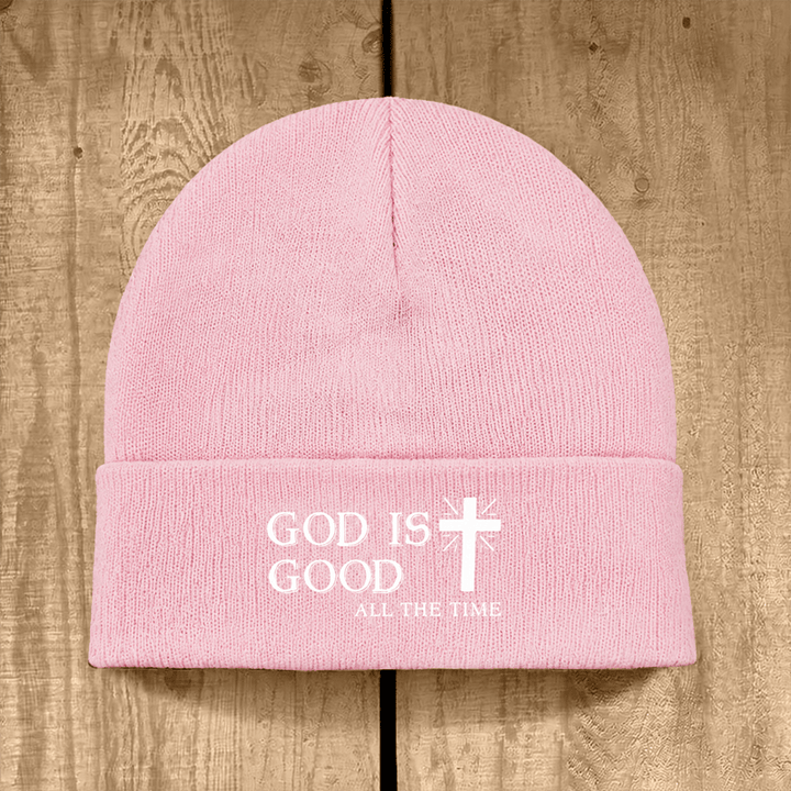 Christianartworkshop God Is Good All The Time Unisex Cotton Knit Beanie - Pink - image 5