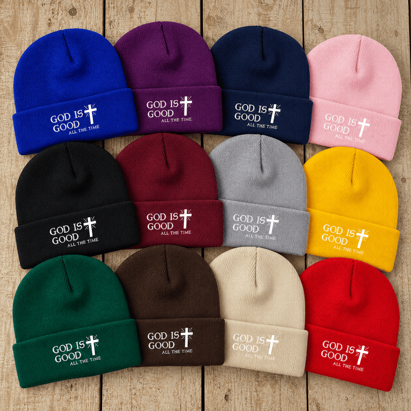 Christianartworkshop God Is Good All The Time Unisex Cotton Knit Beanie - image 1