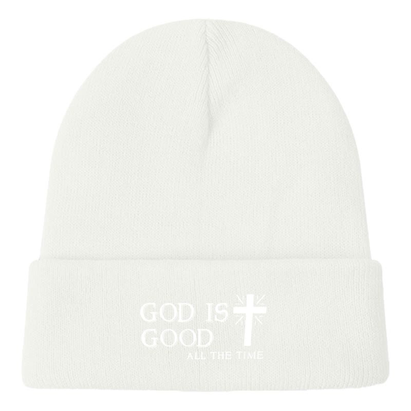 Christianartworkshop God Is Good All The Time Unisex Cotton Knit Beanie - White - image 3
