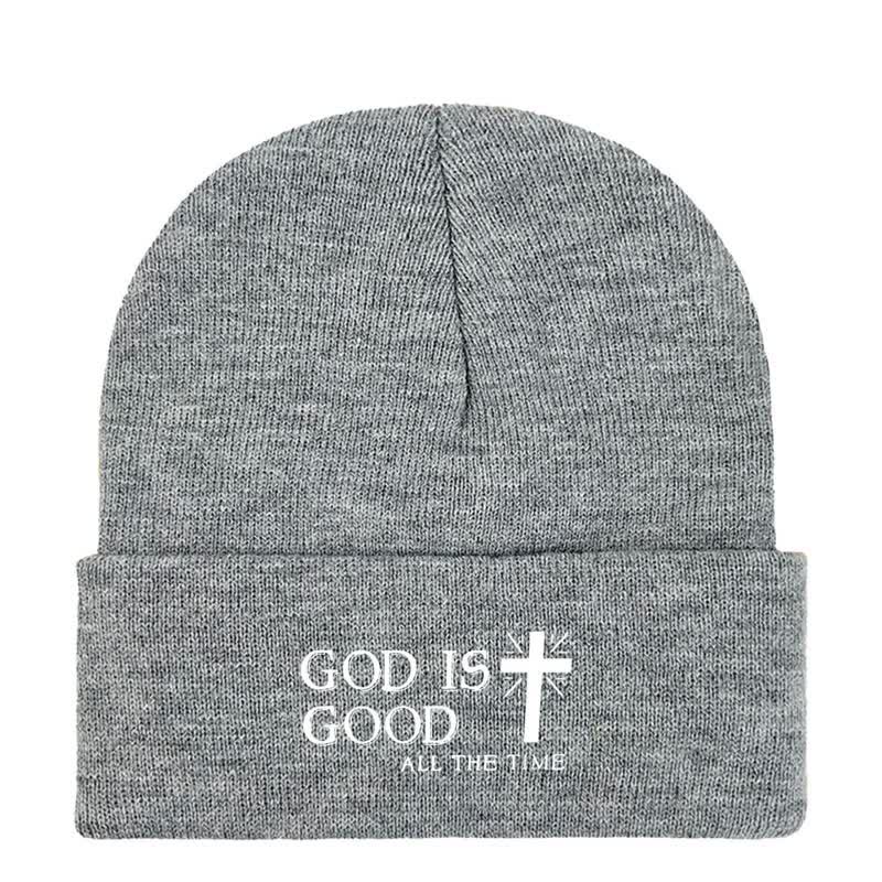 Christianartworkshop God Is Good All The Time Unisex Cotton Knit Beanie - Light Heather Gray - image 2