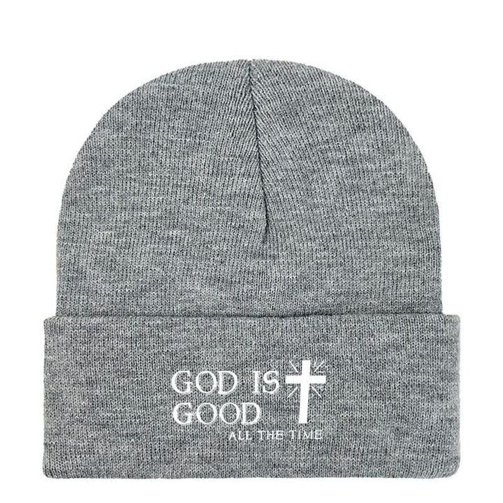 Christianartworkshop God Is Good All The Time Unisex Cotton Knit Beanie - Light Heather Gray - image 2