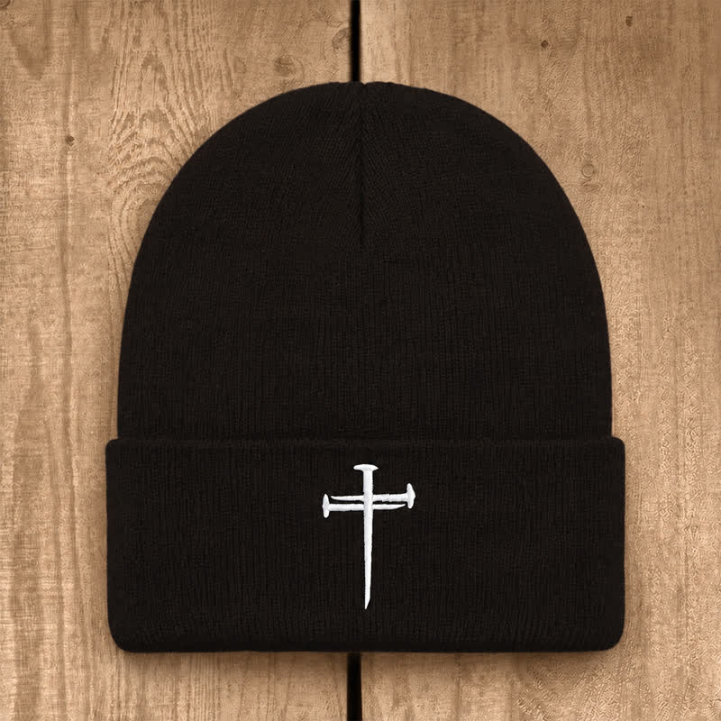Christianartworkshop Nail Cross Print Unisex Cotton Knit Beanie - Coffee - image 26