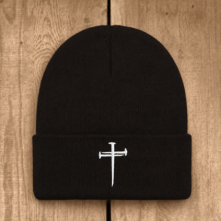 Christianartworkshop Nail Cross Print Unisex Cotton Knit Beanie - Coffee - image 26