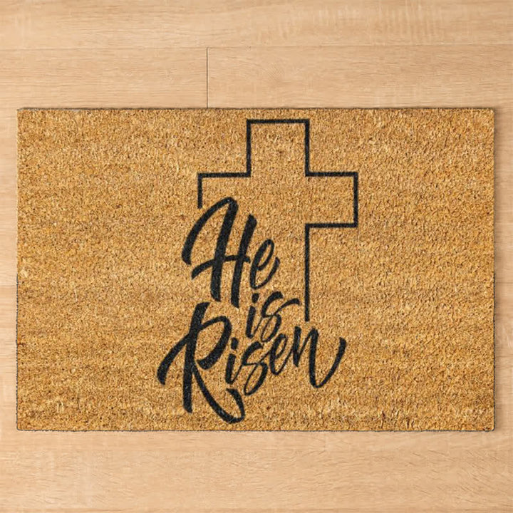 Christianartworkshop Minimal Outline Cross '' He Is Risen'' Doormat - image 3