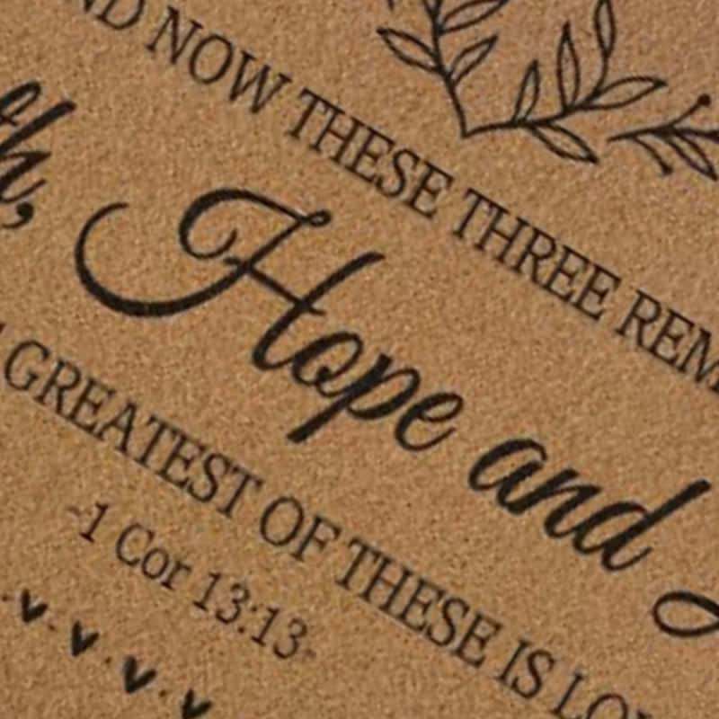 Christianartworkshop 1 Corinthians 13:13 Faith Hope Love Artificial Coir Doormat - image 4