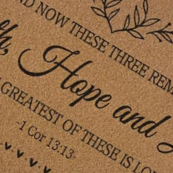 Christianartworkshop 1 Corinthians 13:13 Faith Hope Love Artificial Coir Doormat - image 4