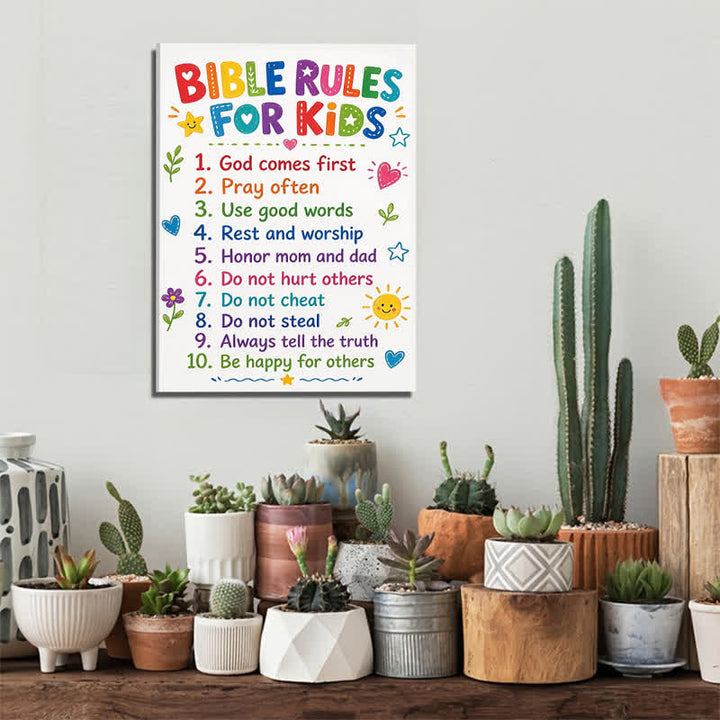 Christianartworkshop Kids' Bible Rules Canvas Wall Art: Beacon of Gentle Heavenly Guidance - image 2